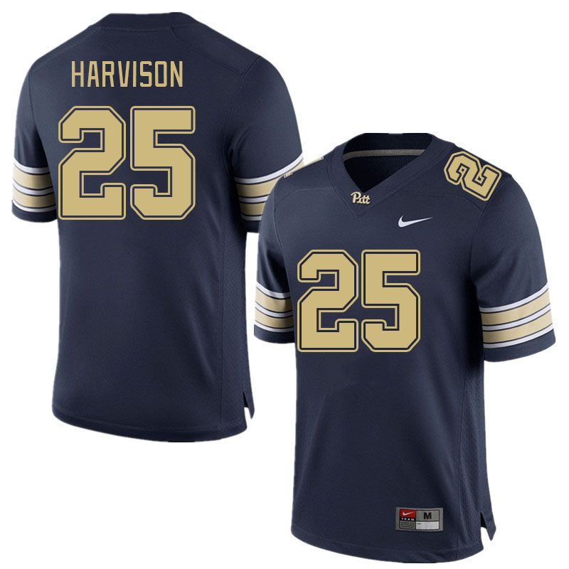 Men #25 TJ Harvison Pitt Panthers College Football Jerseys Stitched Sale-Navy